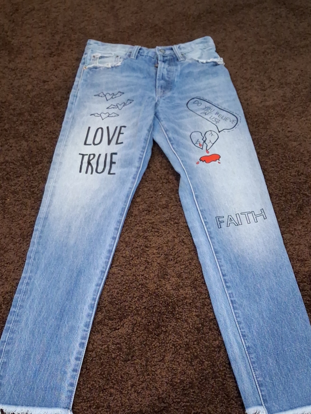 Very Cool Women's PRPS "AMX High Waist Boyfriend" Jeans With Color Detail/Mottos